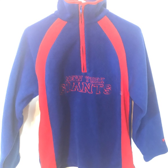 NY Giants Blue/Red 1/2 Zip Reebok Sweatshirt M - Picture 2 of 8